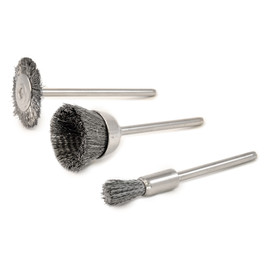 Wire Brushes, Set of 3, 3/32" Shank